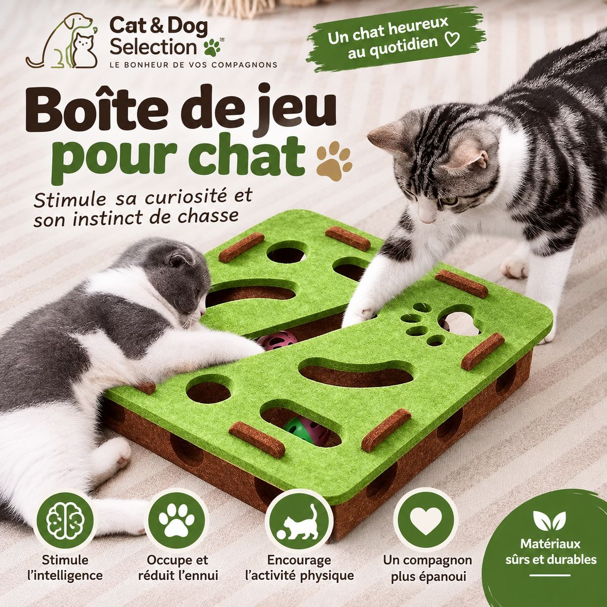 Jeu anti ennui pour chat - Puzzle de chasse avec balles